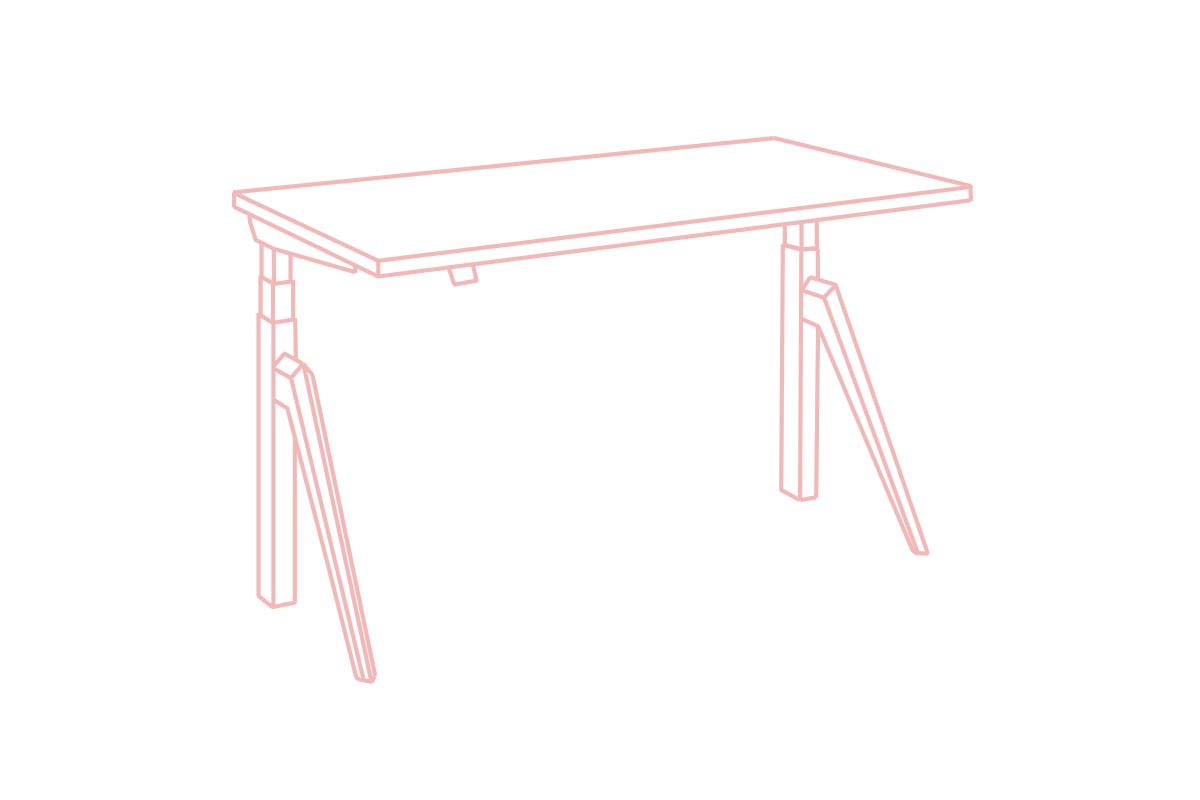 Five: Standing Desk - Dual Motor Height Adjustable Industrial Workstation with Tapered Pentagonal Legs, Matte Steel Finish