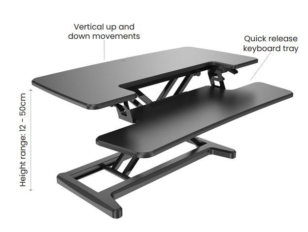 Revilo - Desk Up Manual Standing Desk Converter - Black