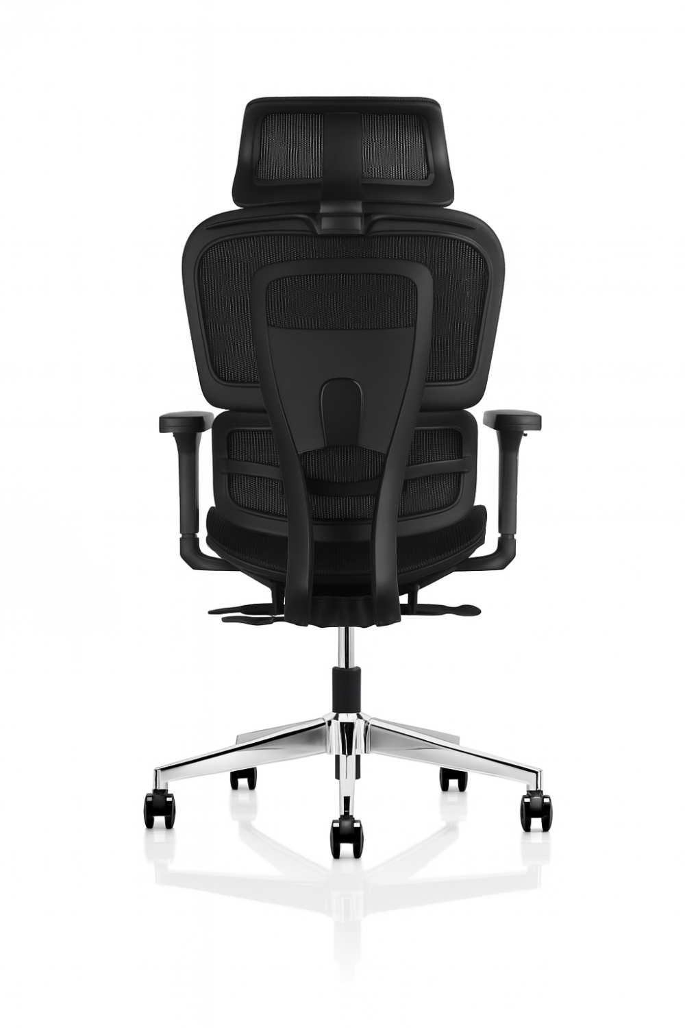 ronda mesh back operator chair with headrest and black mesh seat, view 4