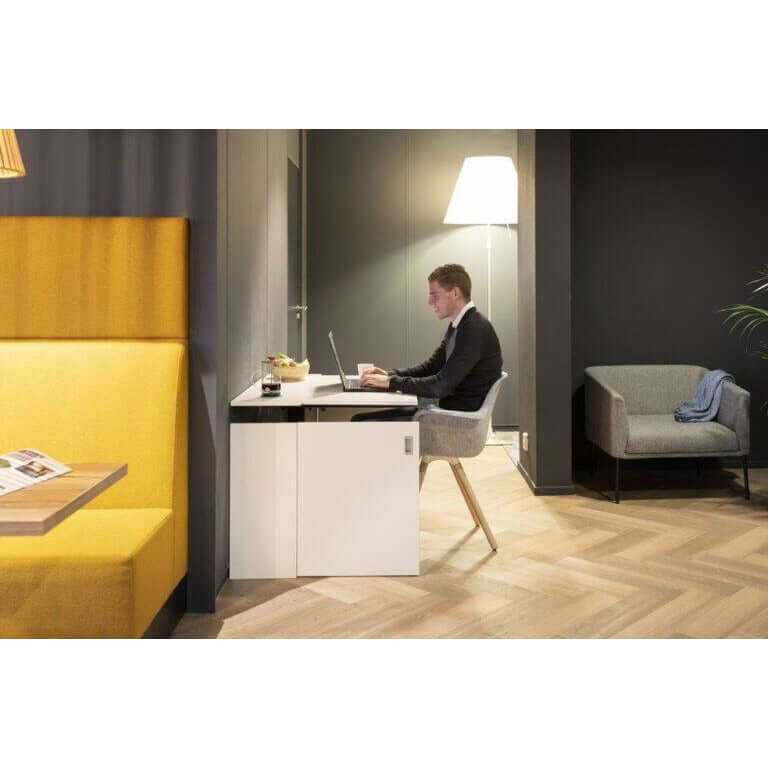 HomeFit Compact Cabinet to Standing Desk – Ergonomic Sit Stand Solution, Tabletop 95 cm x 80 cm