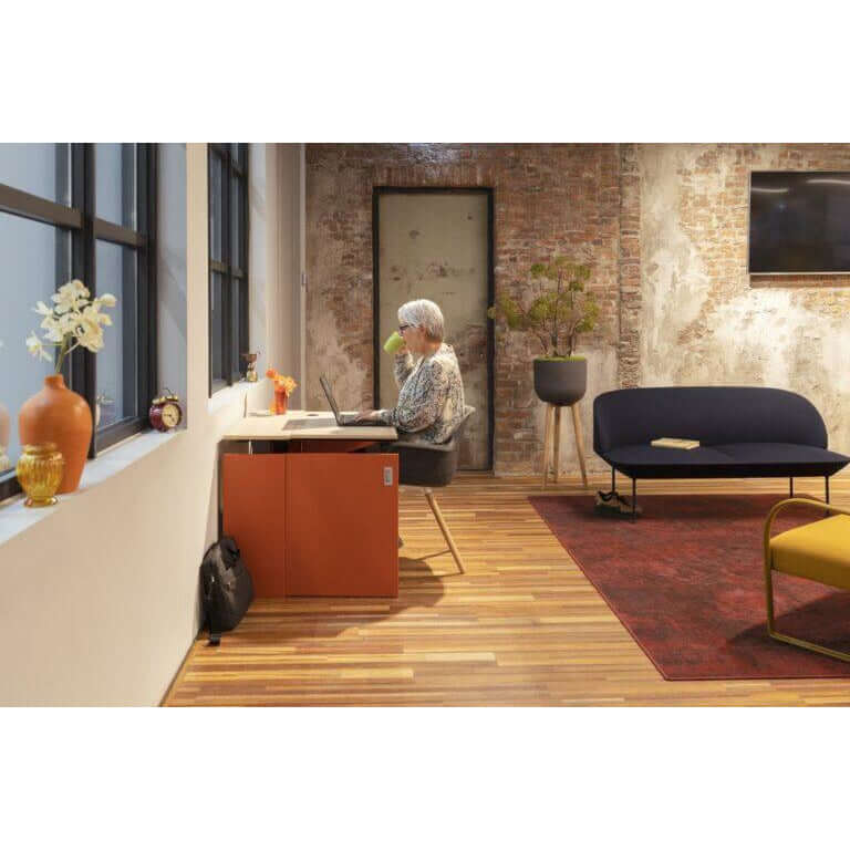 HomeFit Compact Cabinet to Standing Desk – Ergonomic Sit Stand Solution, Tabletop 95 cm x 80 cm