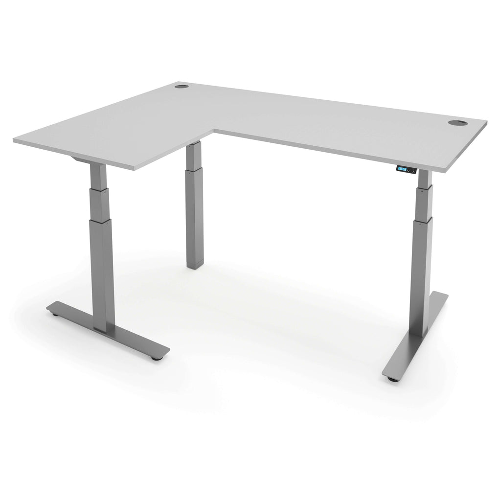 iLohas electric corner standing desk with a sleek L-shape and adjustable height features.