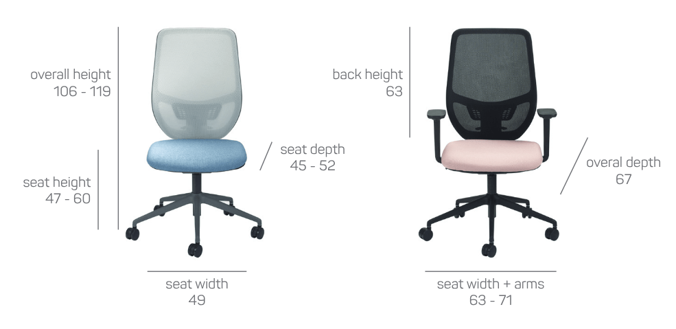 Aria Mesh: Sustainable Task Chair Design with Adjustable Comfort, Black or Grey Finish