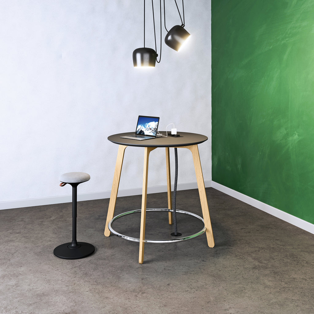 Viasit - Cloonch Standing Seat – Ergonomic Height-Adjustable Active Stool for Sit-Stand Desks & High Tables, Black