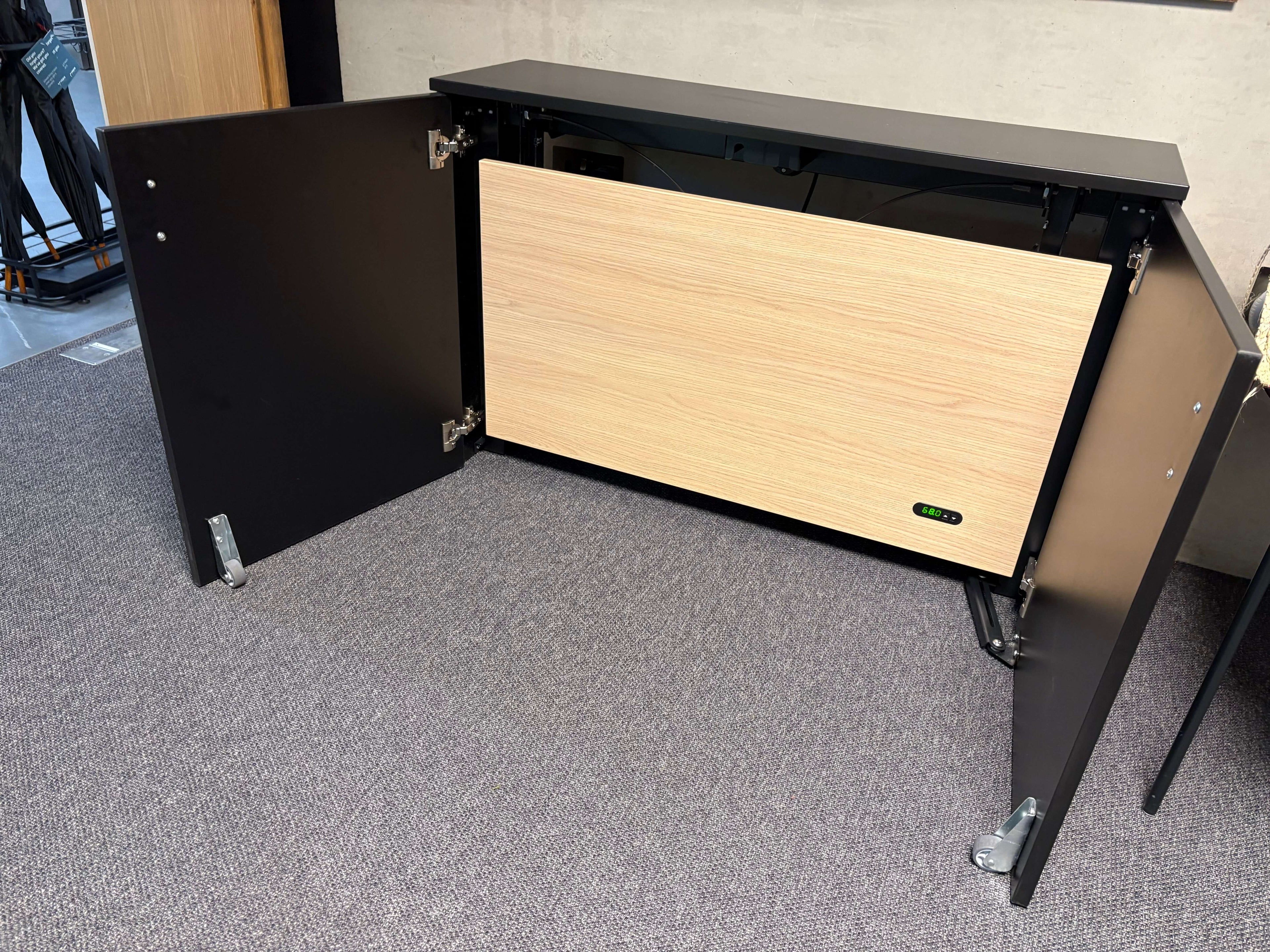 HomeFit Compact Cabinet to Standing Desk – Ergonomic Sit Stand Solution, Tabletop 95 cm x 80 cm