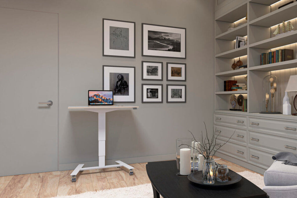 Flex: Ultra-Flexible Mobile Table - Adjustable Height, Single Leg Design, Tabletop 80 x 60 cm