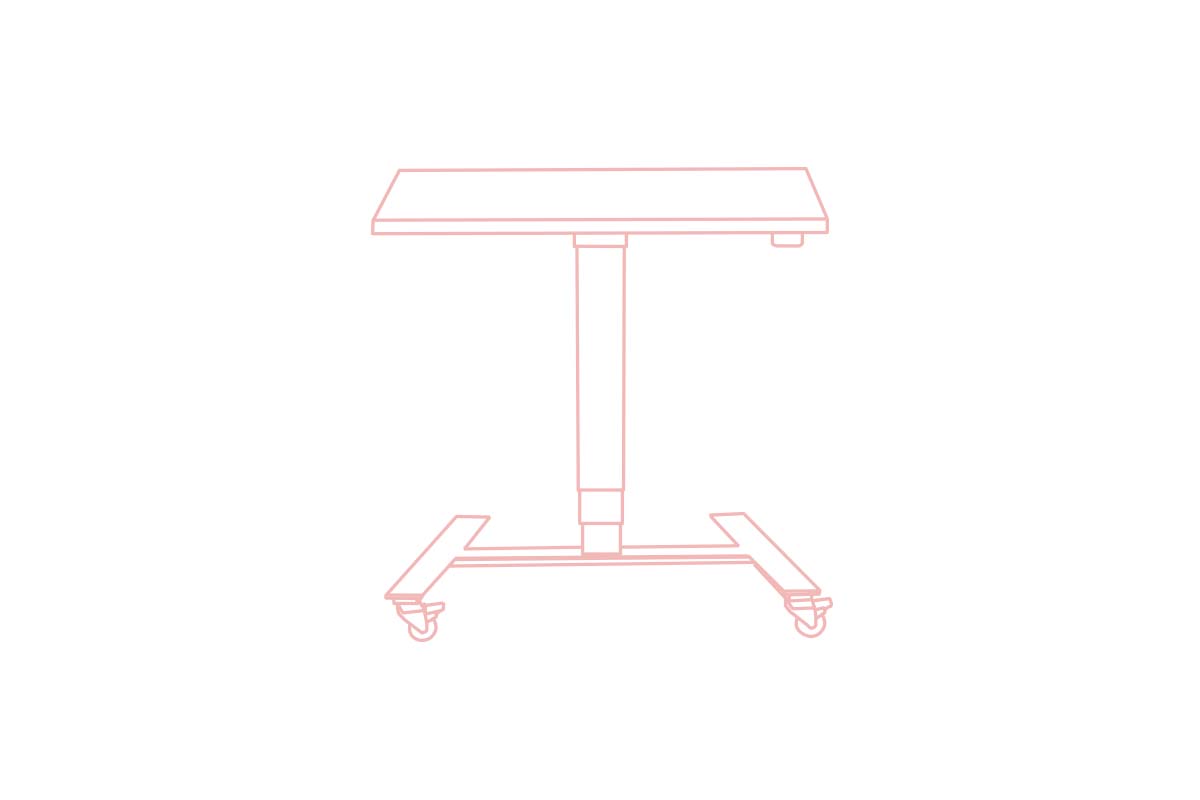 Flex: Ultra-Flexible Mobile Table - Adjustable Height, Single Leg Design, Tabletop 90 x 60 cm