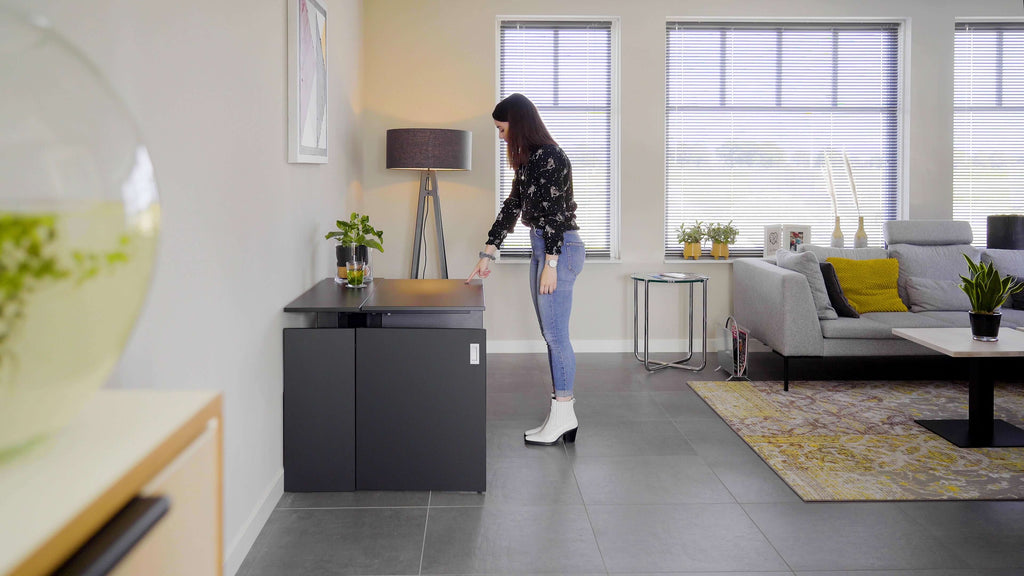 HomeFit Compact Cabinet to Standing Desk – Ergonomic Sit Stand Solution, Tabletop 95 cm x 80 cm