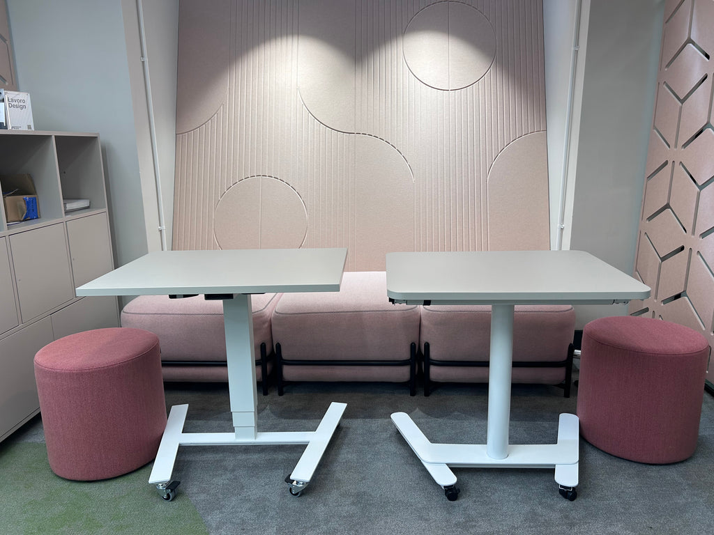 Flex: Ultra-Flexible Mobile Table - Adjustable Height, Single Leg Design, Tabletop 80 x 60 cm