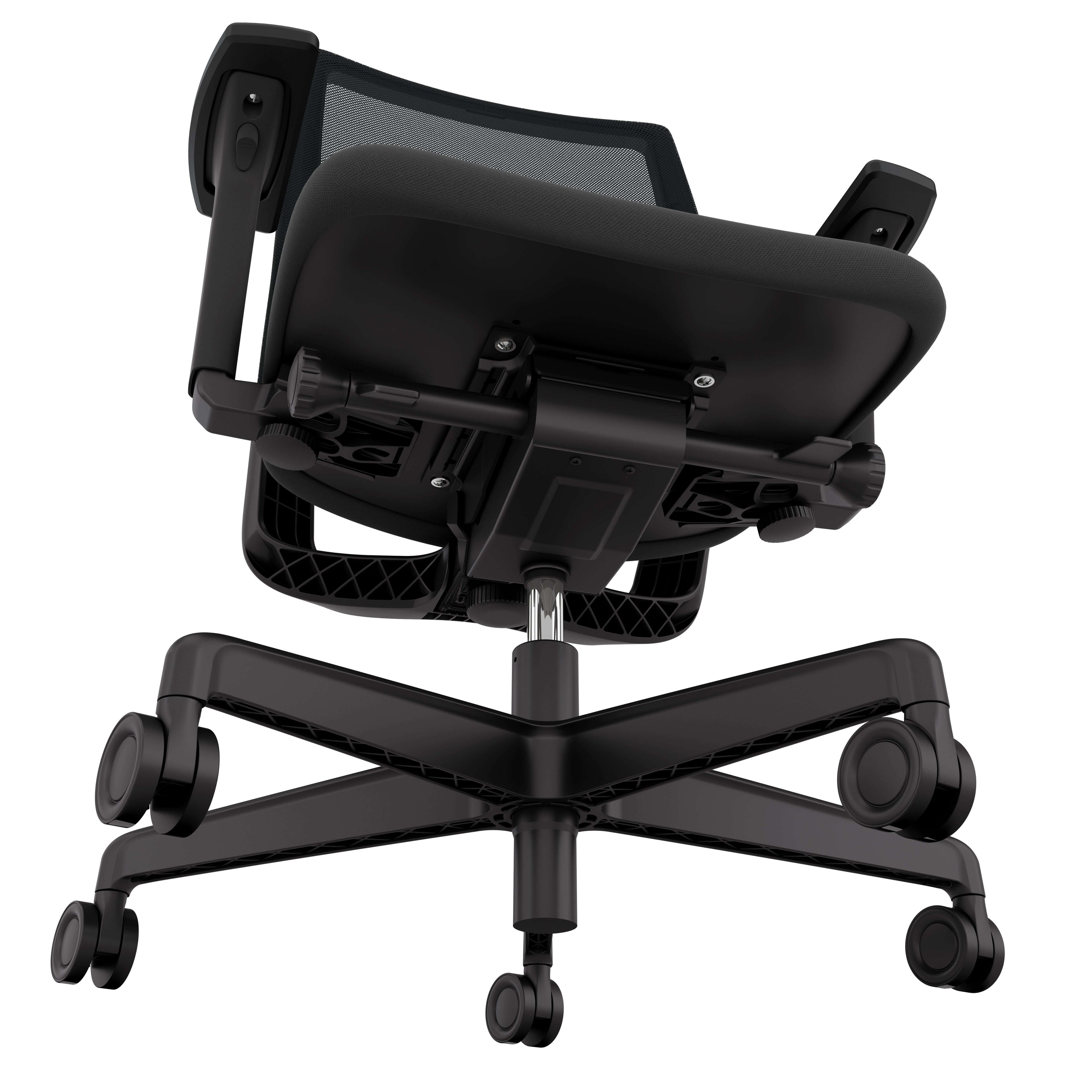 Ergonomic Office Chair with Lumbar Support - Kickster, showing the underside design and adjustable features.