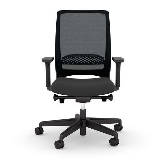 Kickster Task Chair – Ergonomic Office Chair with Lumbar Support, Adjustable Recline & Armrests, Black