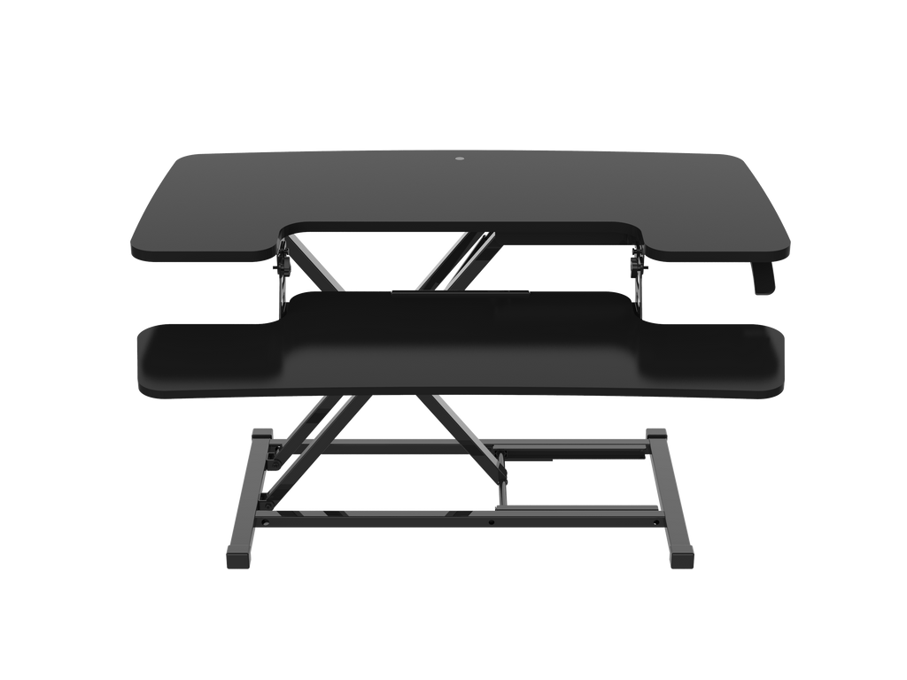 Revilo Desk Up Manual Converter, Slimline Standing Desk Converter in black, featuring adjustable height for ergonomic use.