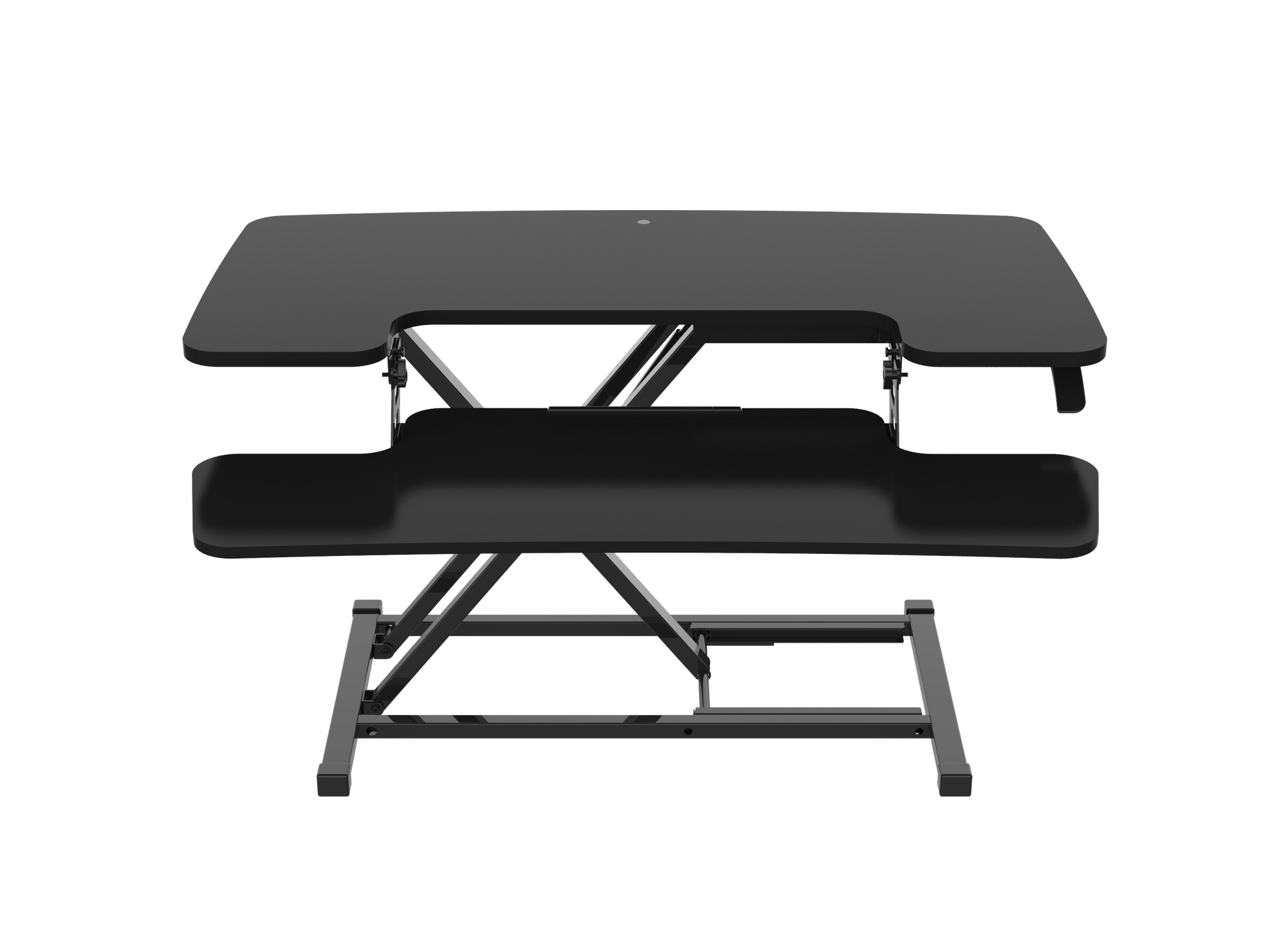 Revilo Desk Up Manual Converter, Slimline Standing Desk Converter in black, featuring adjustable height for ergonomic use.