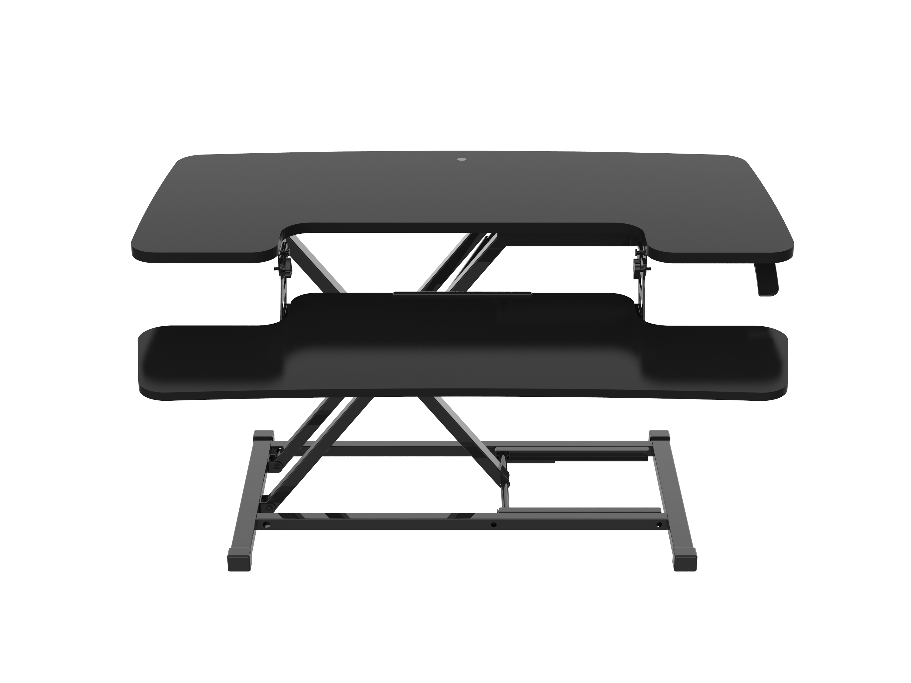 Revilo Desk Up Manual Converter, Slimline Standing Desk Converter in black, featuring adjustable height for ergonomic use.