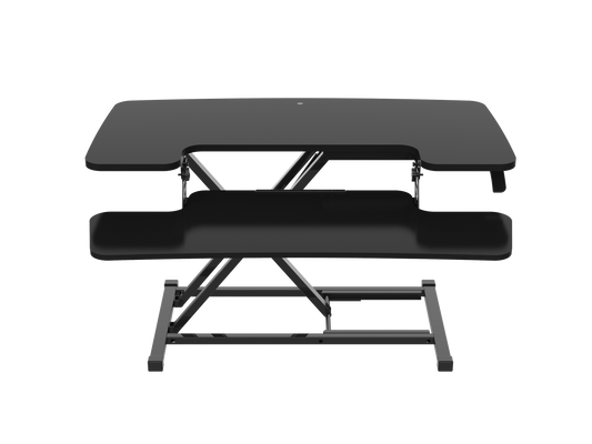Revilo Desk Up Manual Converter, Slimline Standing Desk Converter in black, featuring adjustable height for ergonomic use.