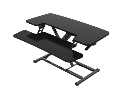 Revilo Desk Up Manual Standing Desk Converter, Slimline design in black, adjustable height for ergonomic work setup.