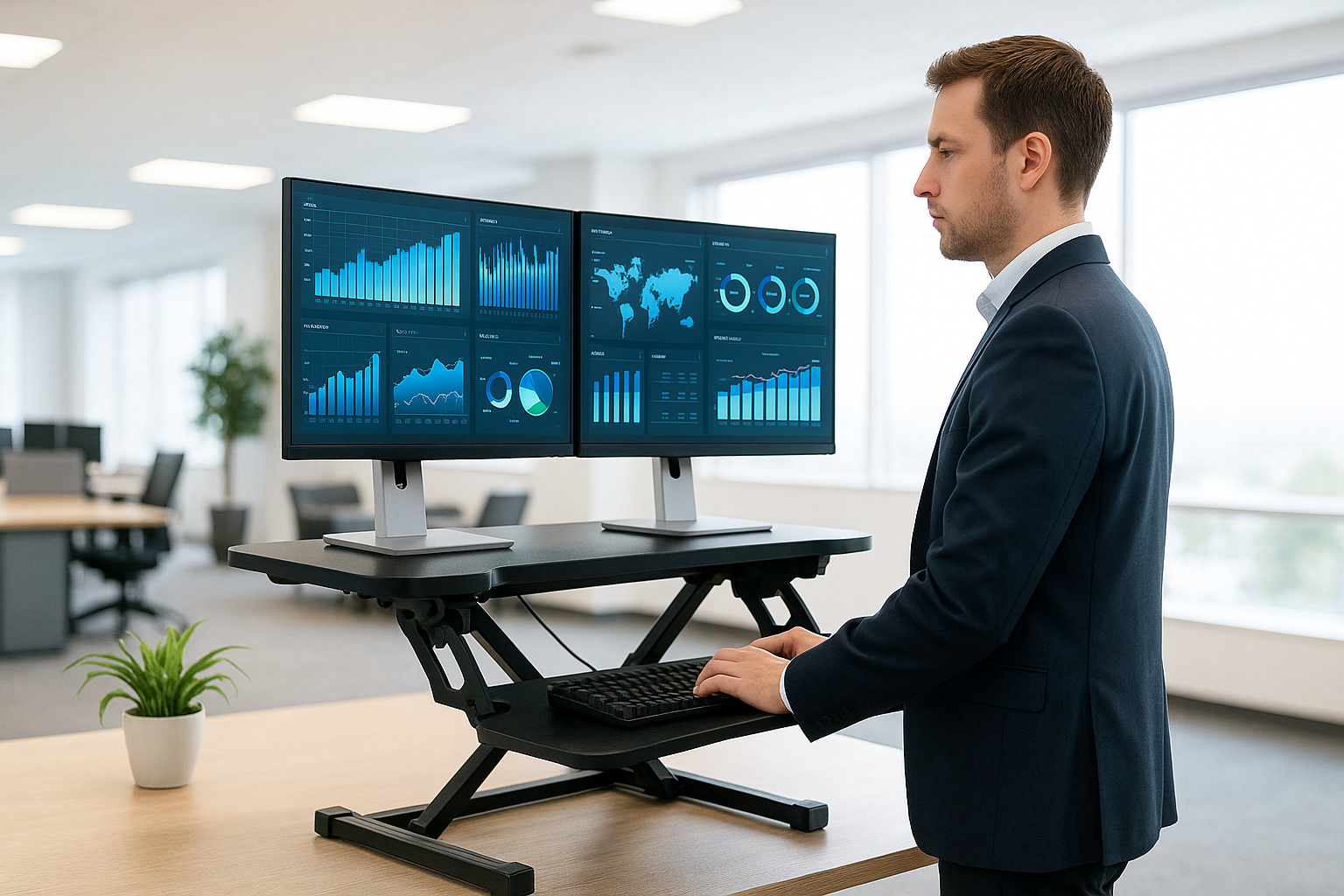 Revilo - Desk Up Manual Standing Desk Converter - Black