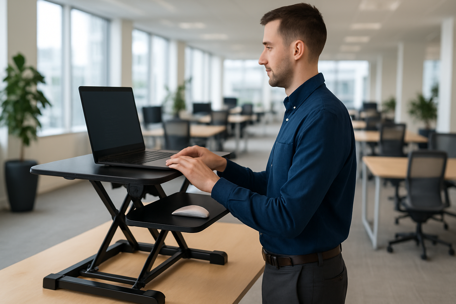 Revilo - Desk Up Manual Standing Desk Converter - Black