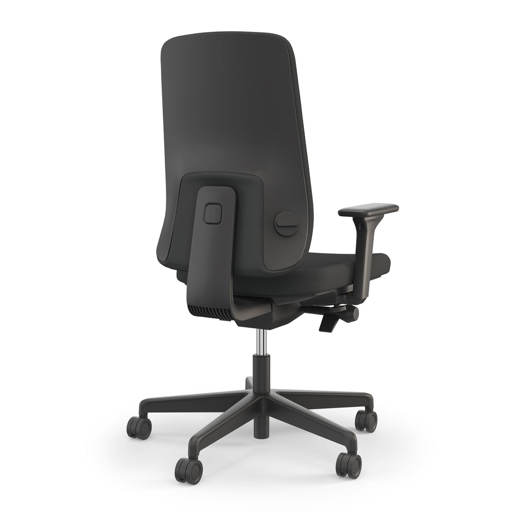 Viasit Prompt Too ergonomic task chair shown from the back, featuring adjustable lumbar support and a synchronic mechanism.