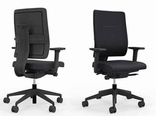 Ergonomic swivel task chair with adjustable back and armrests, designed for comfort and mobility.