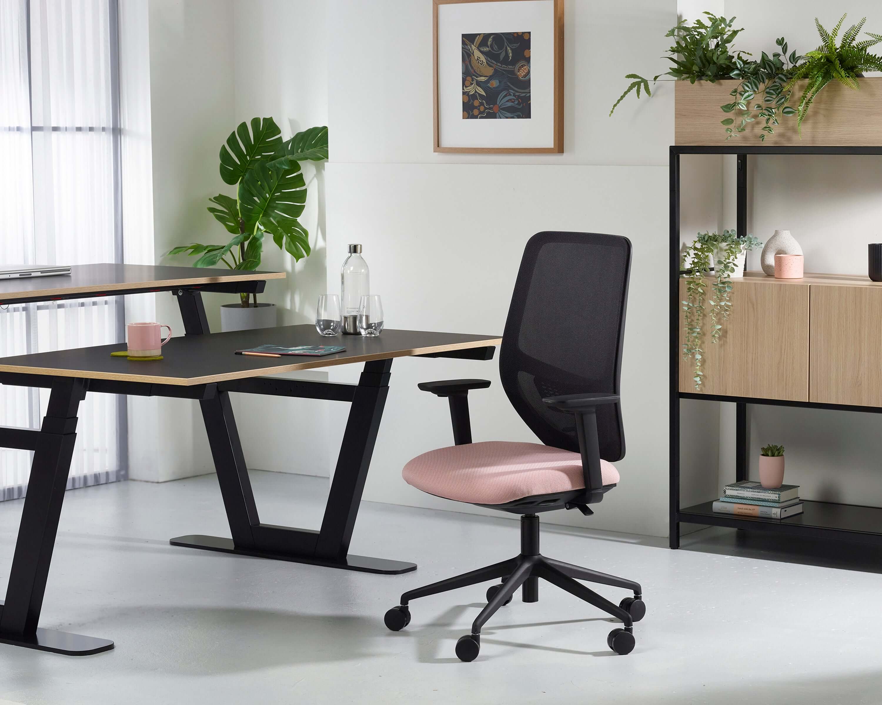 Aria Mesh: Sustainable Task Chair Design with Adjustable Comfort, Black or Grey Finish