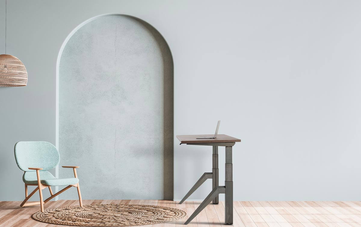 Five: Standing Desk - Dual Motor Height Adjustable Industrial Workstation with Tapered Pentagonal Legs, Matte Steel Finish