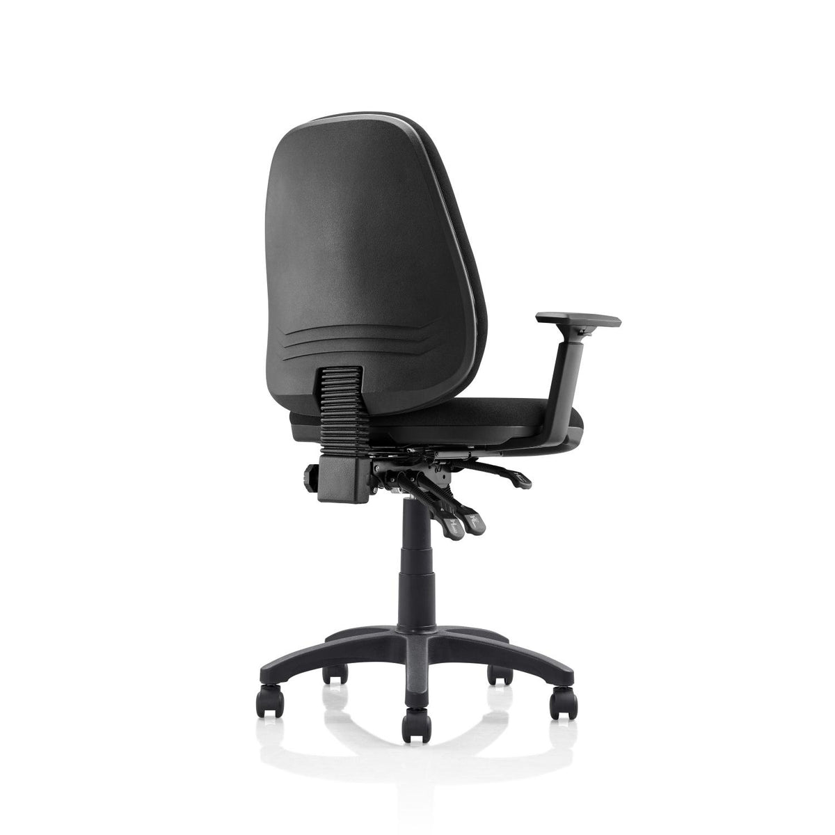 Modena operator chair with seat slide in black fabric, view 2