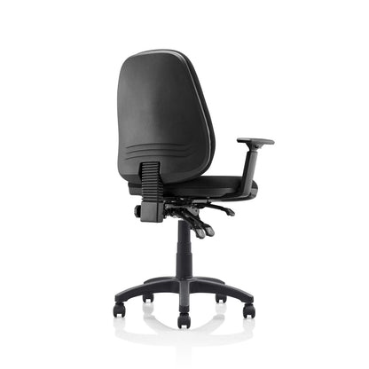 Modena operator chair with seat slide in black fabric, view 2