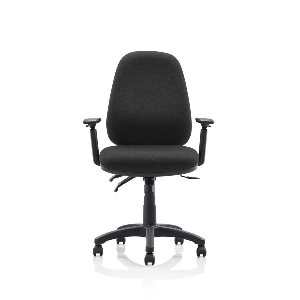 Modena operator chair with seat slide in black fabric, view 4