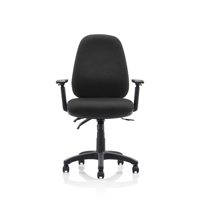 Modena operator chair with seat slide in black fabric, view 4