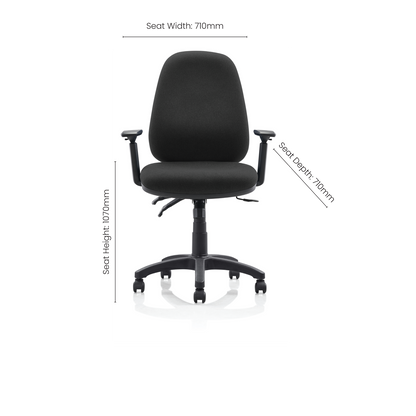 Modena operator chair with seat slide in black fabric, view 5