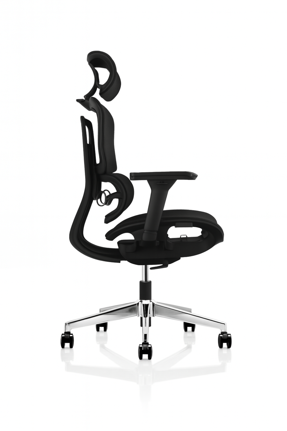 ronda mesh back operator chair with headrest and black mesh seat, view 2