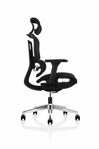 ronda mesh back operator chair with headrest and black mesh seat, view 2
