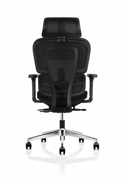 ronda mesh back operator chair with headrest and black mesh seat, view 4