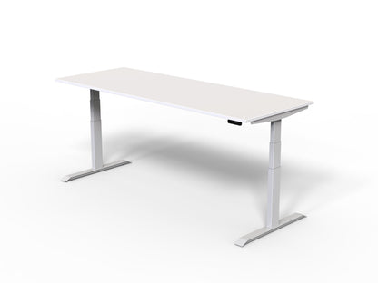 venta t sit stand desk with white desktop and white frame