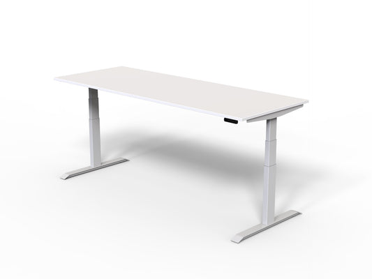 venta t sit stand desk with white desktop and white frame