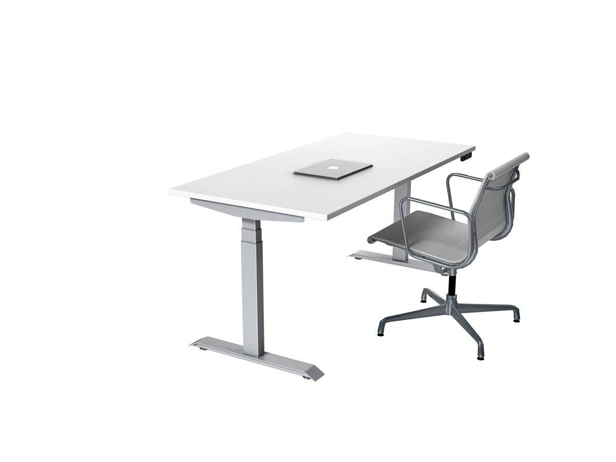venta t sit stand desk with white desktop and aluminium frame