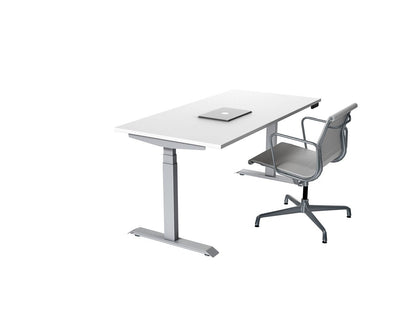 venta t sit stand desk with white desktop and aluminium frame
