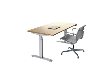 venta t sit stand desk with vincenza oak desktop and aluminium frame