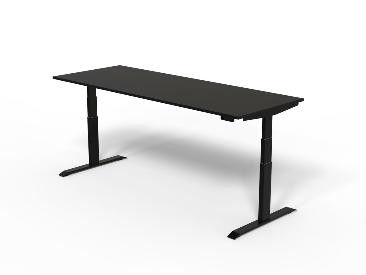 venta t sit stand desk with nero ingo softtouch desktop and black frame