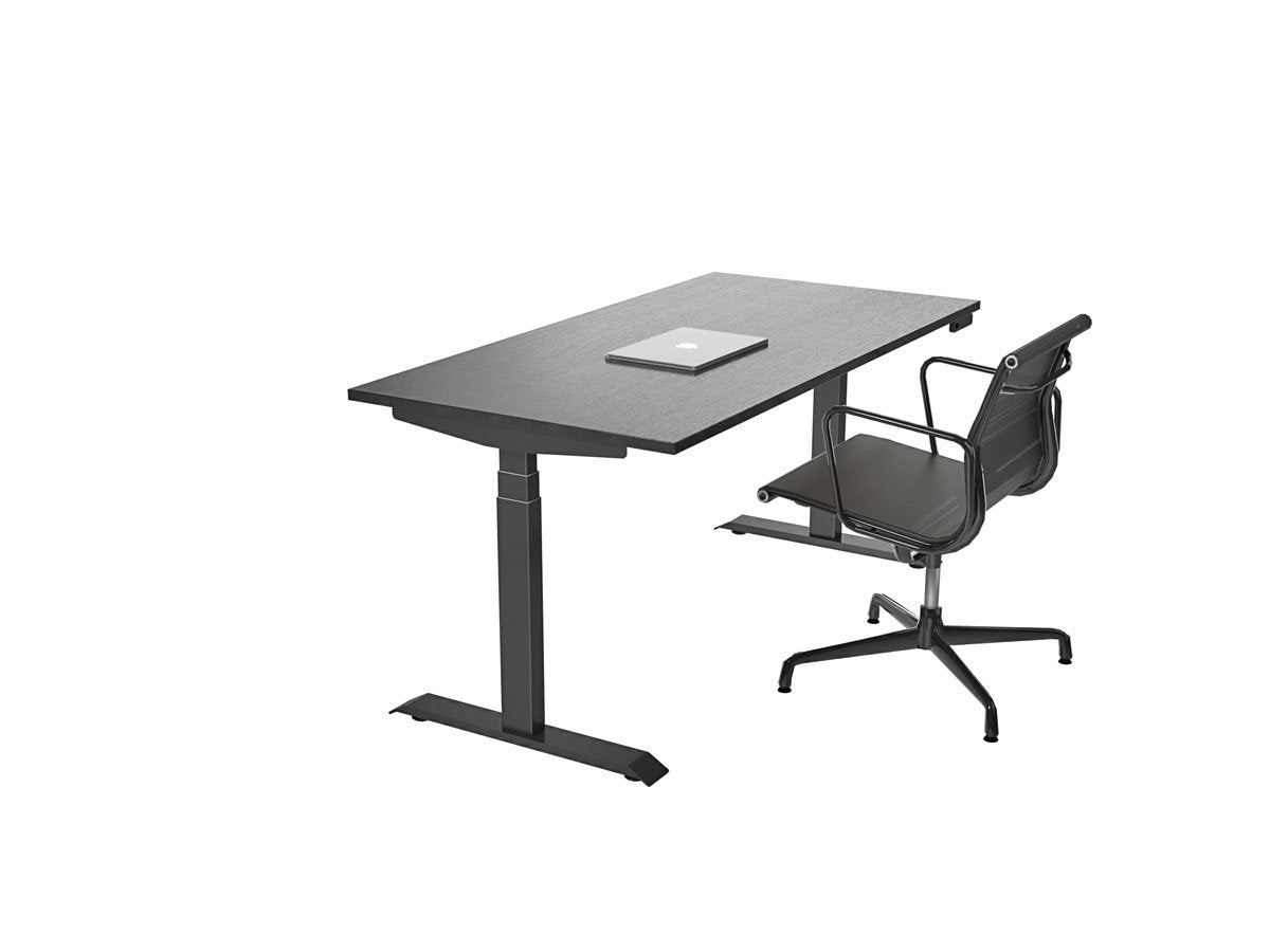 venta t sit stand desk in black with office chair