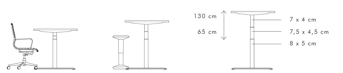 venta t height range diagram from 65 to 130 cm