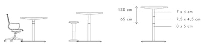 venta t height range diagram from 65 to 130 cm