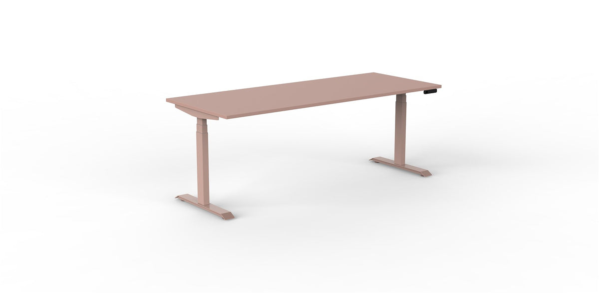 venta t sit stand desk with antique rose desktop and antique rose frame