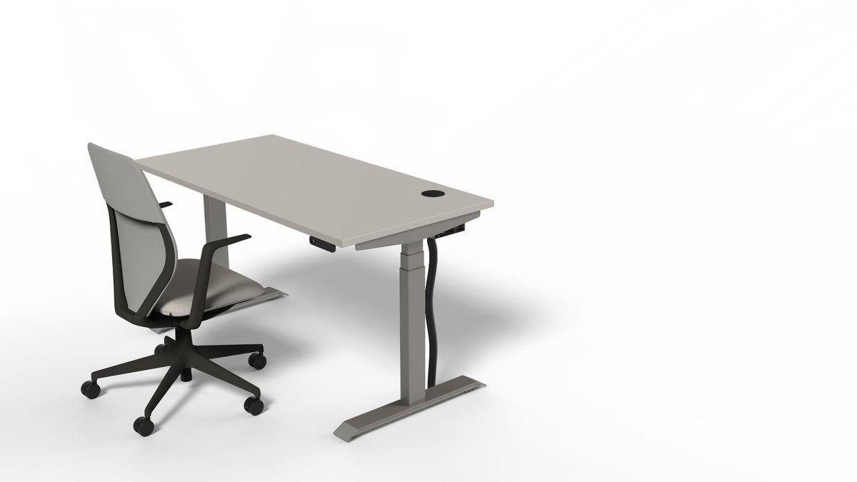 pebble grey venta t sit stand desk with office chair